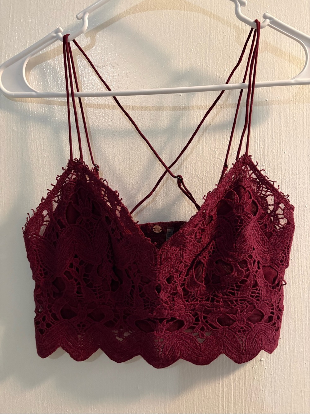 Free People Burgundy Crochet Lace Bralette